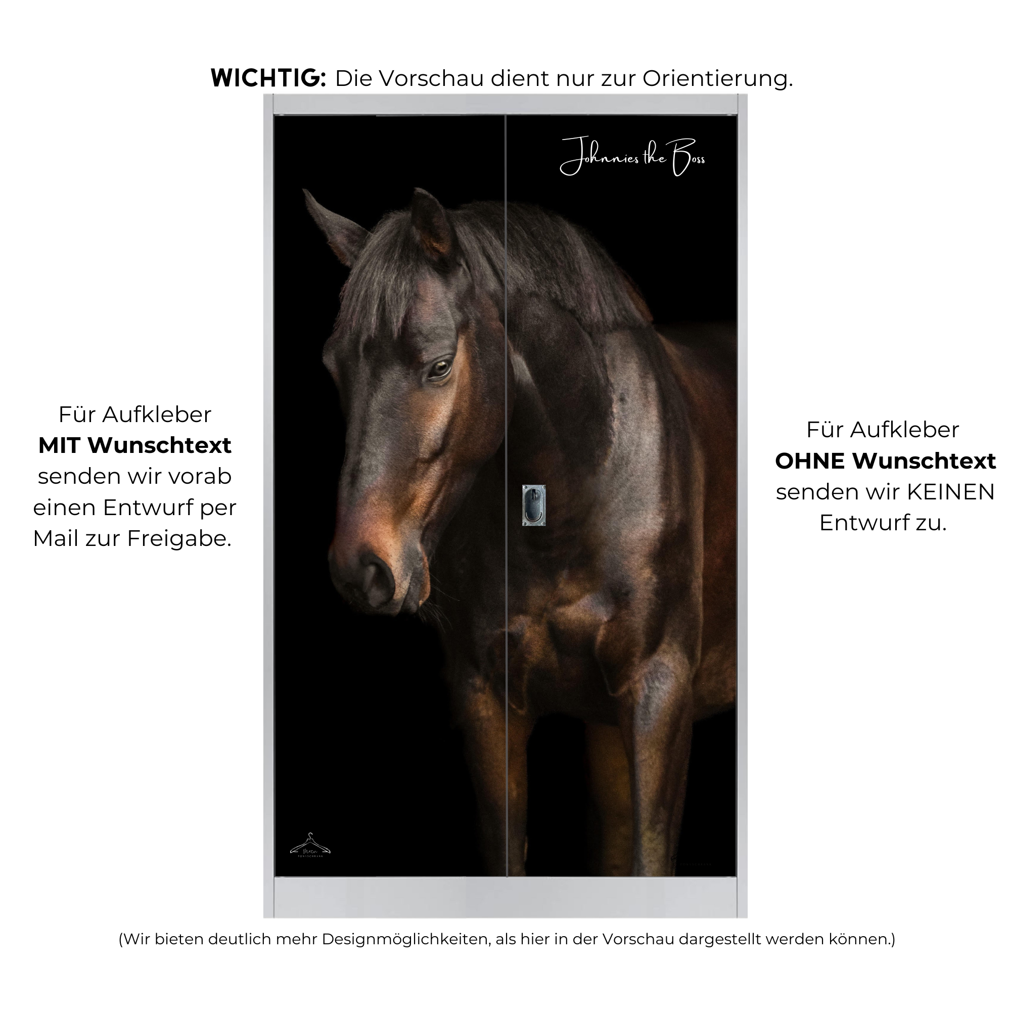 Personalisierte Sattelschrank Folie "Collage" mit Namen und Foto