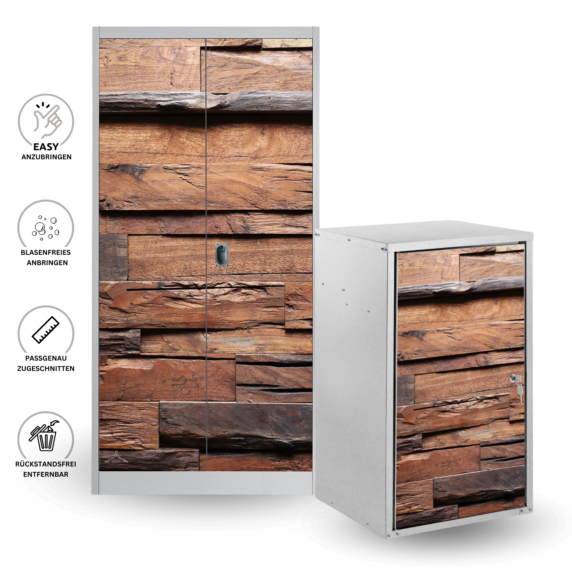 Sattelschrank Folie "Holzbohlen"