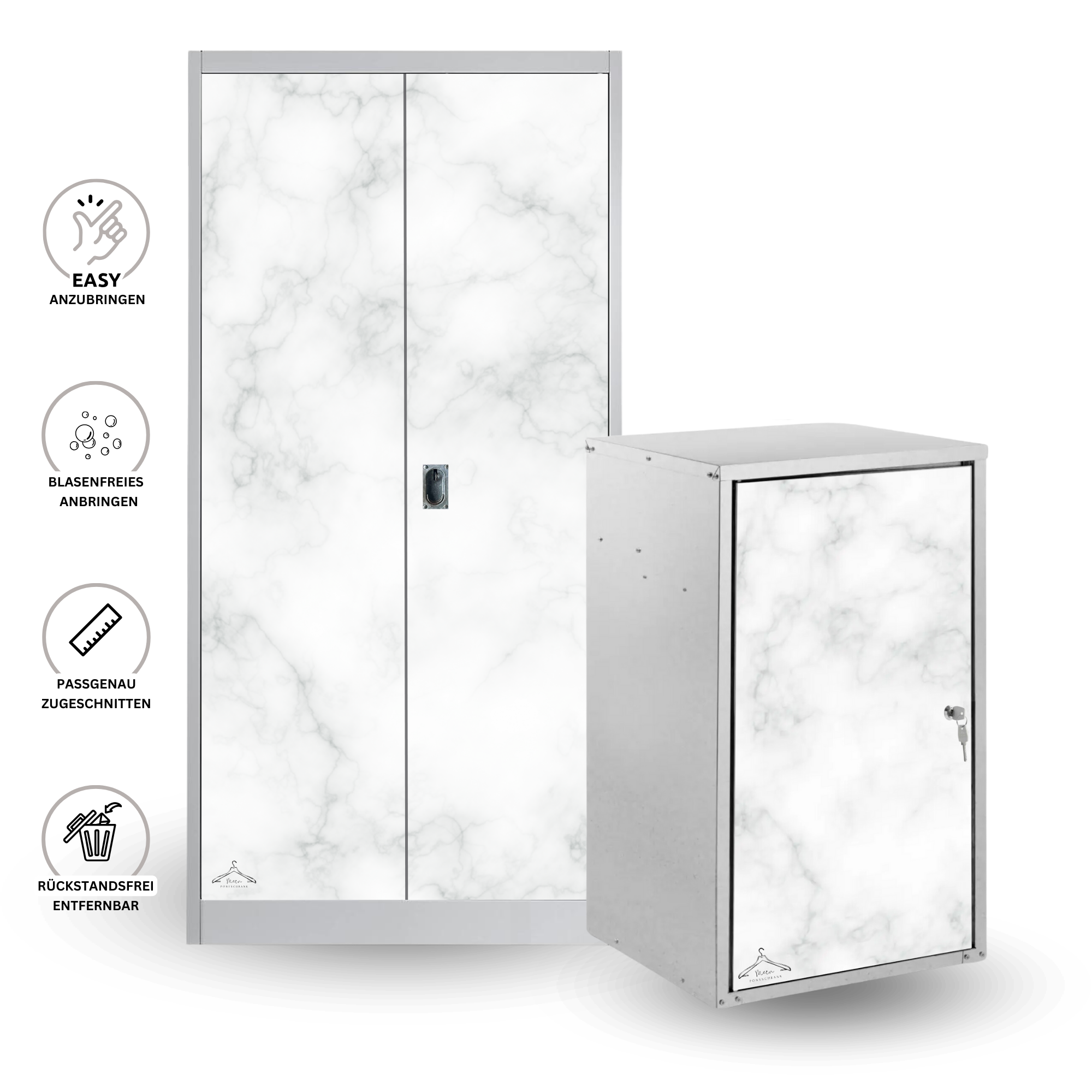 Sattelschrank Folie "Marmor weiß"