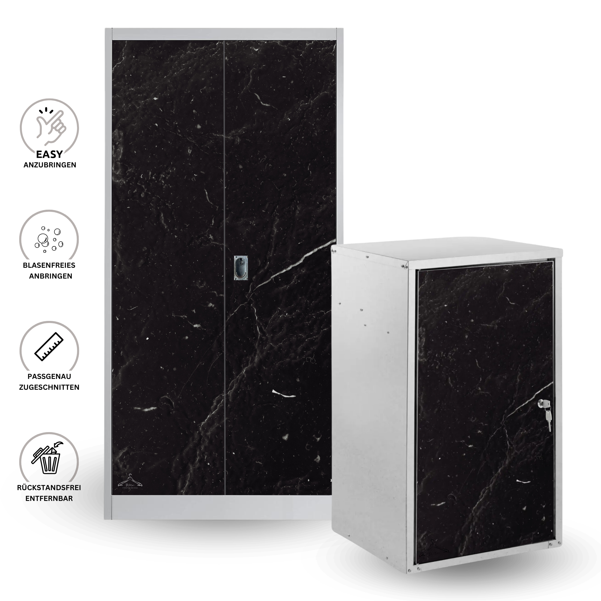 Sattelschrank Folie "Marmor schwarz"