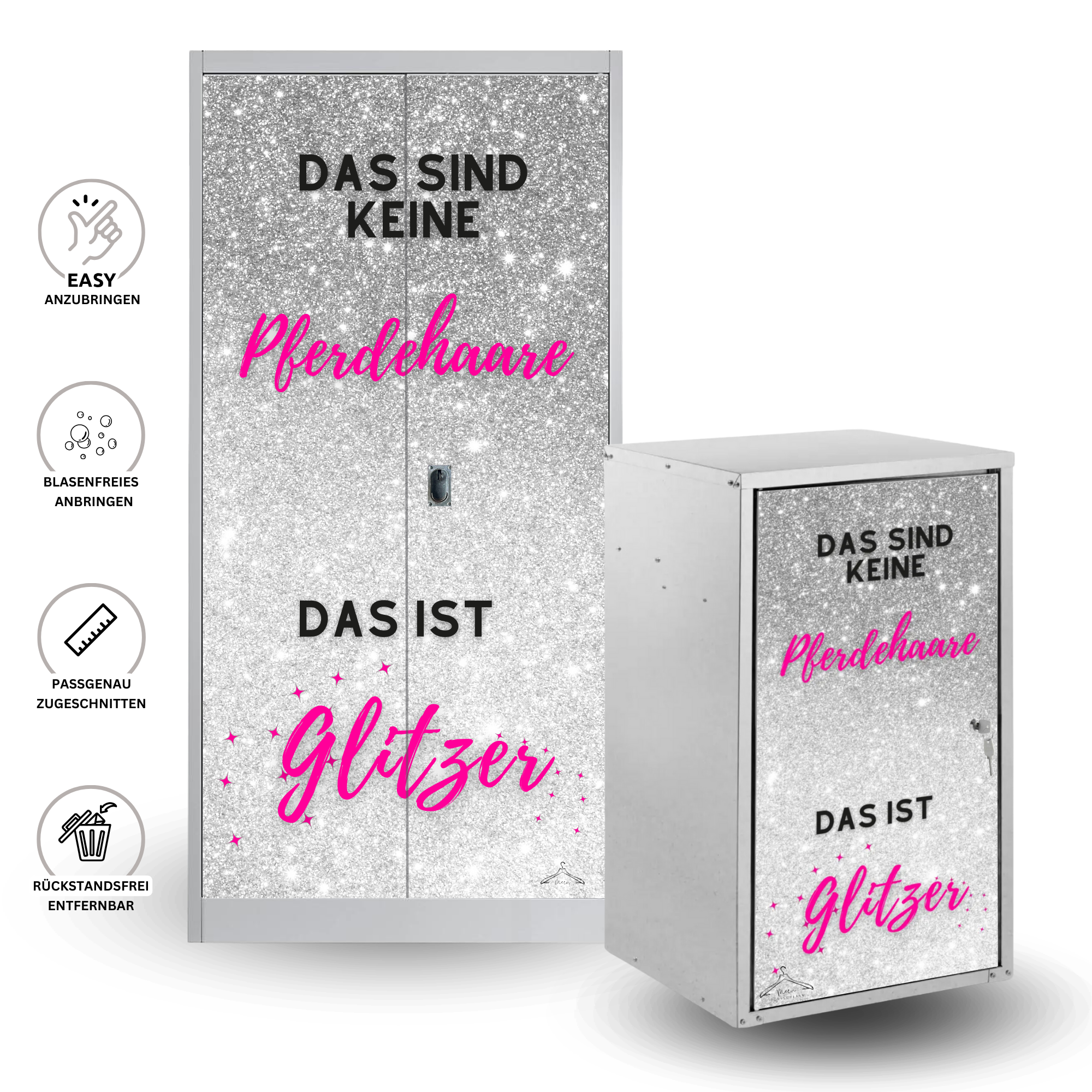 Sattelschrank Folie "Das sind keine Pferdehaare - das ist Glitzer"