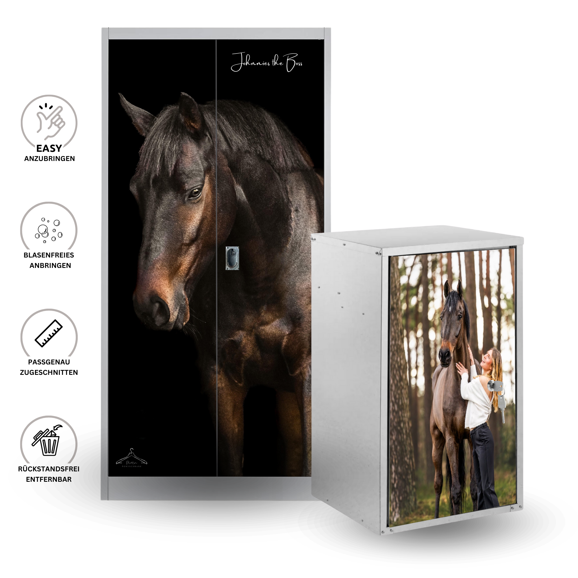 Personalisierte Sattelschrank Folie "Collage" mit Namen und Foto