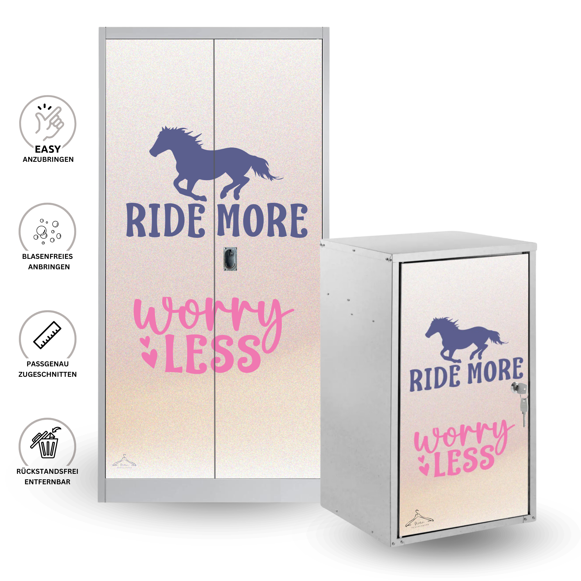Sattelschrank Folie "Ride More - Worry Less"