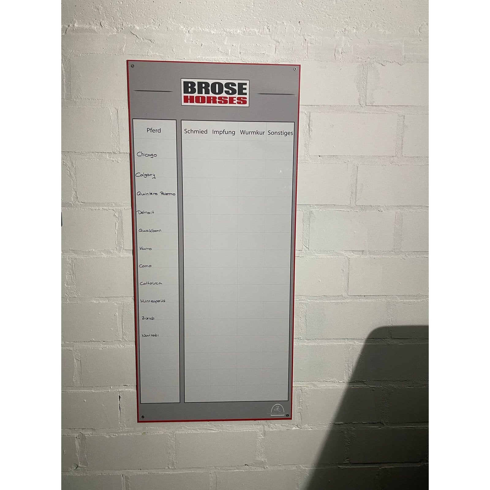 individuelle Stalltafel / Whiteboard