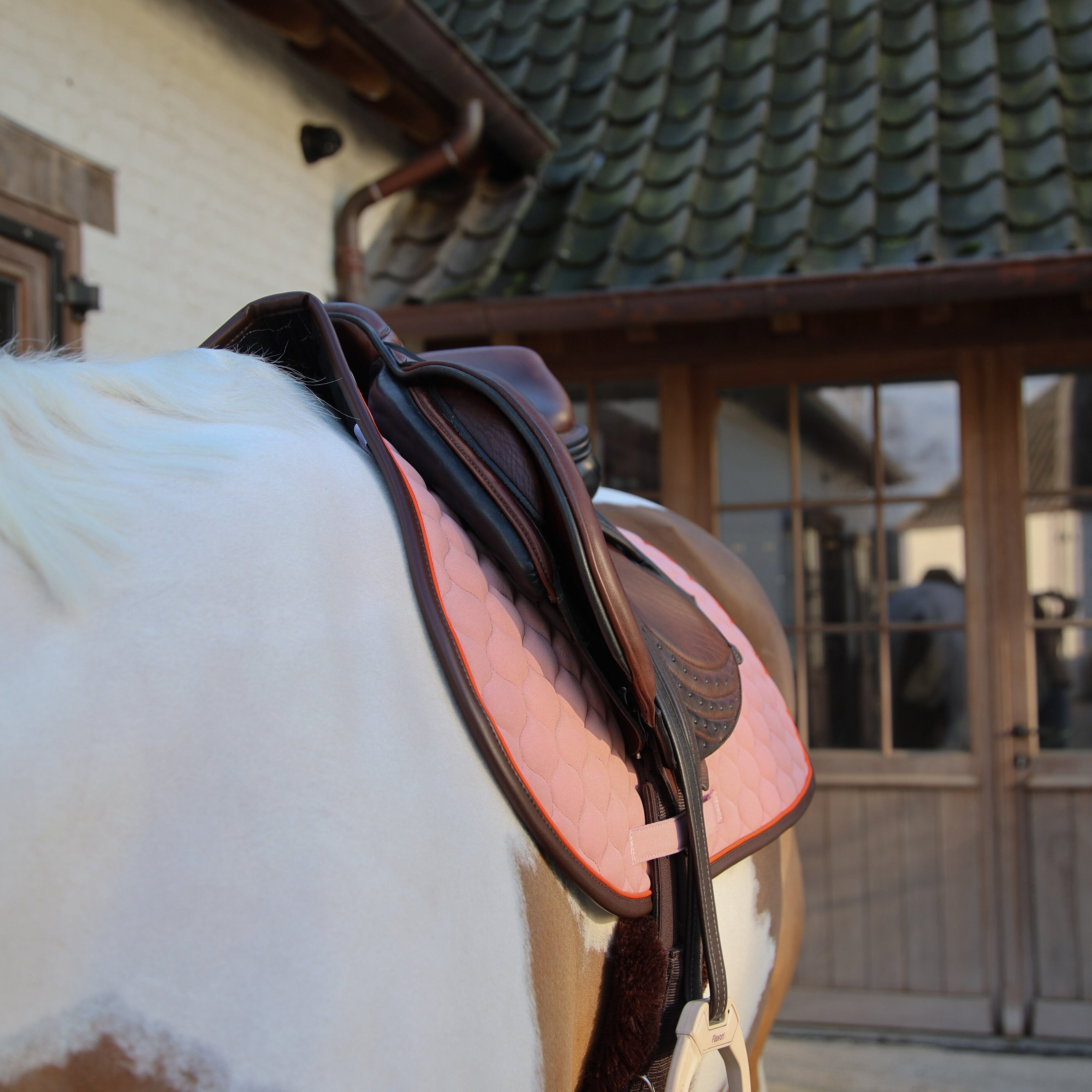 Sattelpad Onion Steppung Leder Neon