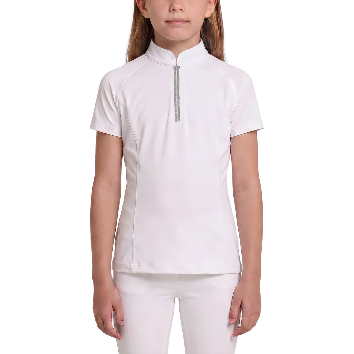 Turniershirt Mädchen Classic Kurzarm Mit Glitzerreissverschluss