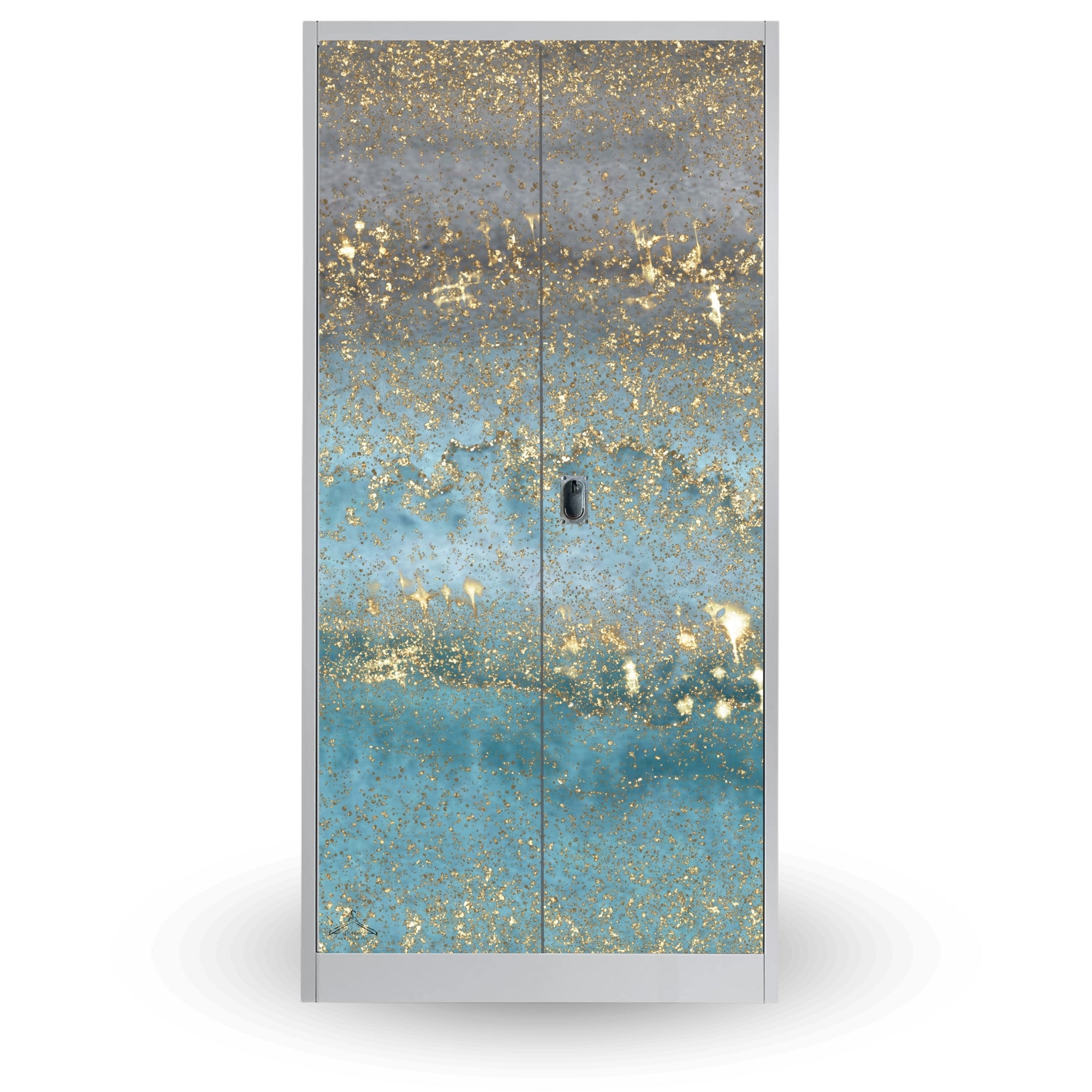 Sattelschrank Folie "Blue Glitter"