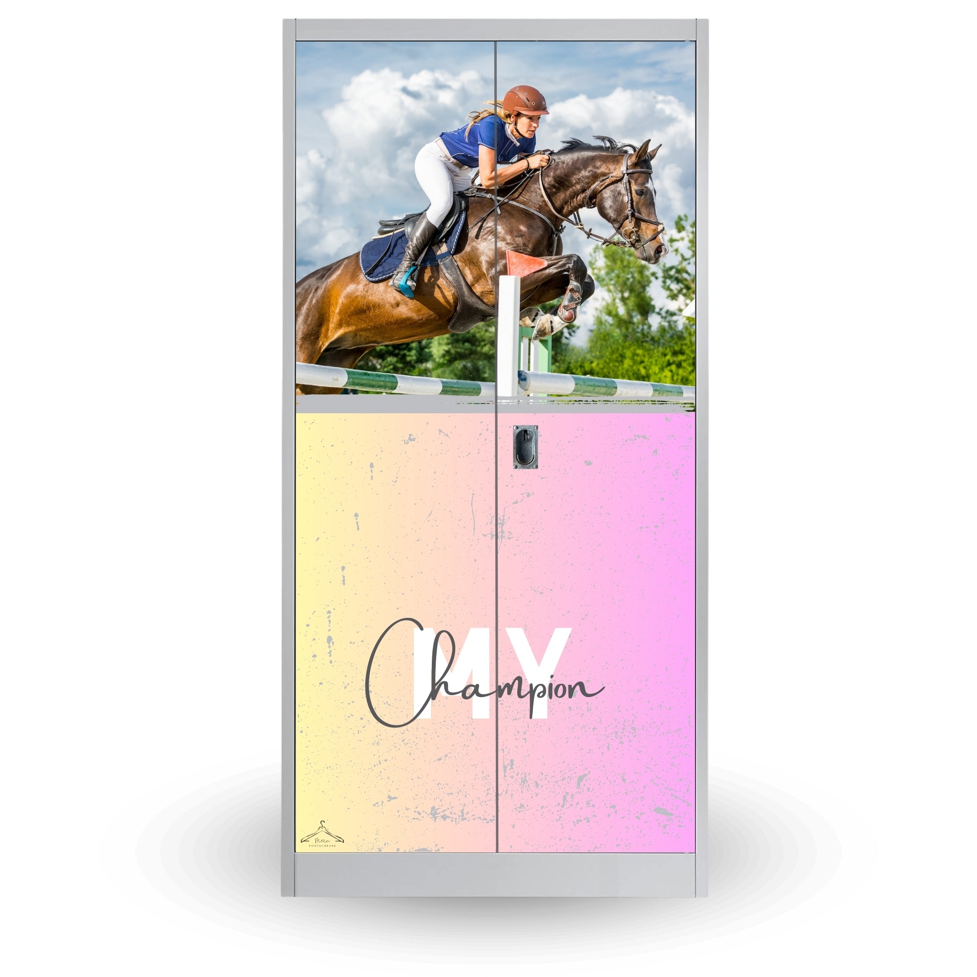 Personalisierte Sattelschrank Folie "My Champion" mit Foto