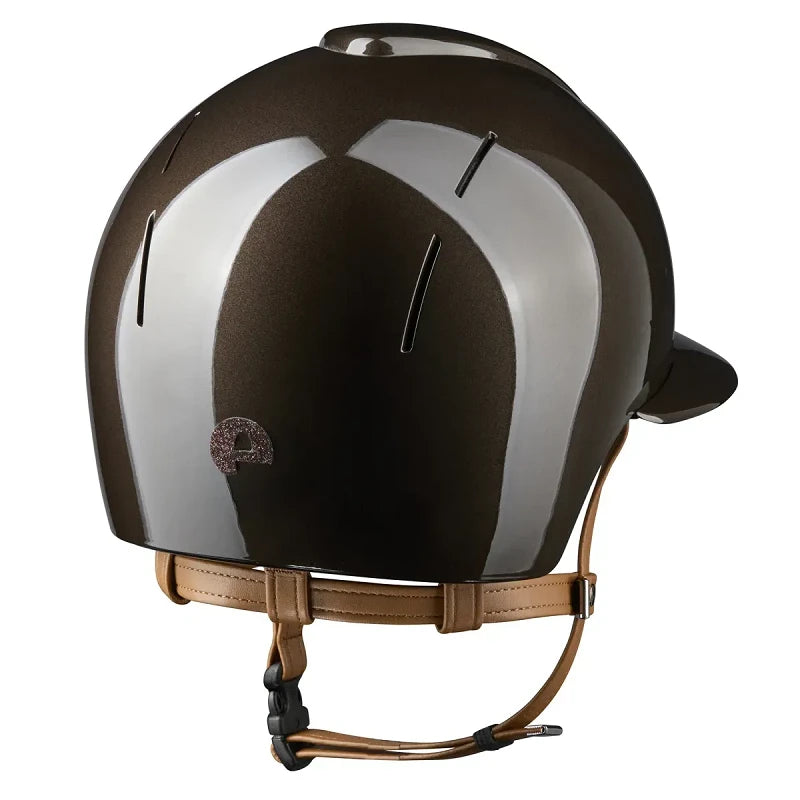 KEP Nova Reithelm Metal polish Glitzer Riemen Beige Polovisier