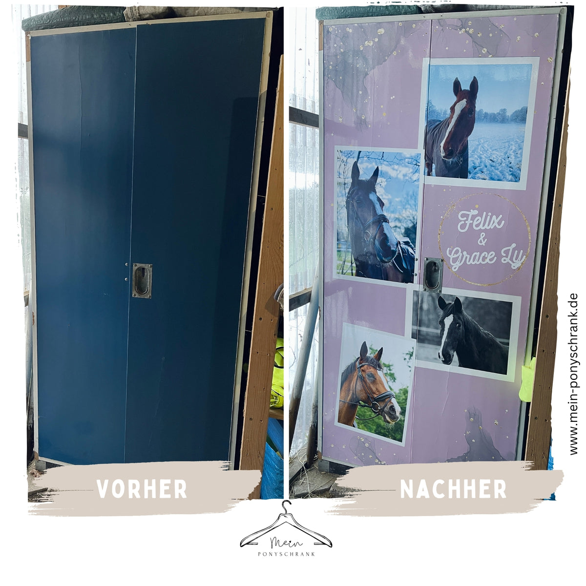 Vorher/Nachher Sattelschrank